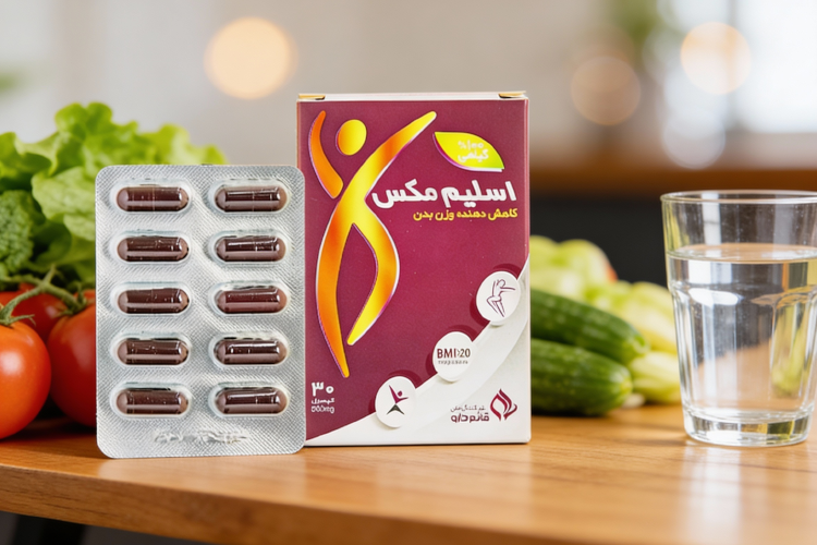 کپسول اسلیم مکس در کنار مواد غذایی سالم برای کاهش وزن